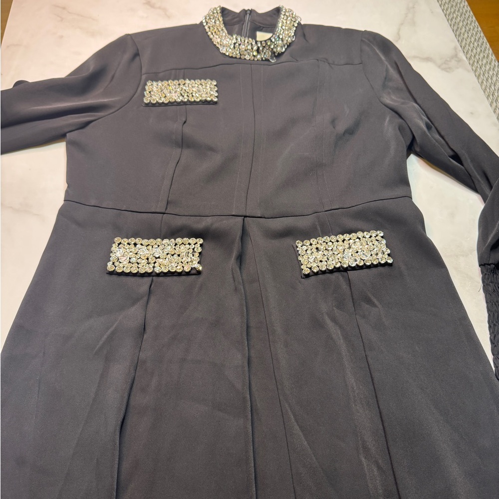 Tuckernuck Womens Embelished Hoyt Dress Black Beaded Cocktail Dress - Picture 10 of 11